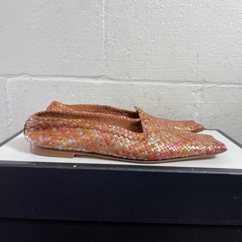 MIISTA Woven Square Toe Flats Multicolored Leather Loafersβ Women's 37 EU/6.5 US
